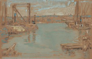 ノース リバー ドック、ニューヨーク 作： Childe Frederick Hassam