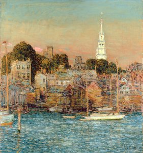 10 月の日没、ニューポート 作： Childe Frederick Hassam