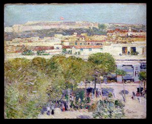 中央広場とカバナス砦、ハバナ 作： Childe Frederick Hassam