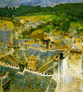 屋上、ポンタヴァン、ブルターニュ 作： Childe Frederick Hassam