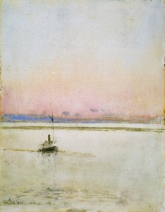 夕日（紙に水彩） 作： Childe Frederick Hassam