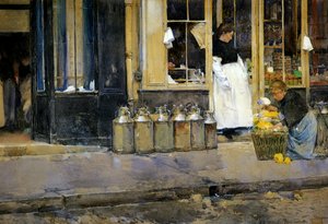 ミルクチャーンズ、1888年頃（紙に水彩） 作： Childe Frederick Hassam
