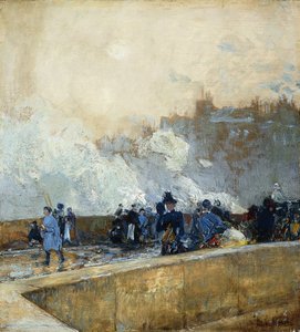 風の強い日、パリ 作： Childe Frederick Hassam