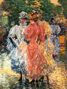 若い女性のおしゃべり、1892年頃（キャンバスに油彩） 作： Childe Frederick Hassam