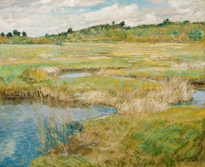 「コンコード草原、マサチューセッツ州、エタッツ ユニス」 (コンコード草原) Peinture de Childe Hassam (1859-1935) キャンバスにパステル 1890 薄暗い 45,7x56,2 cm ネルソンアトキンス美術館、カンザスシティ、ミズーリ 作： Childe Frederick Hassam