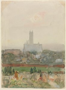 カンタベリー大聖堂、1889年。 作： Childe Hassam