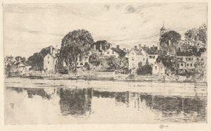 煙突、ポーツマス、1915 作： Childe Hassam