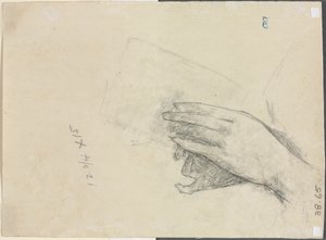 本を持っている手 verso、1889 年。 作： Childe Hassam