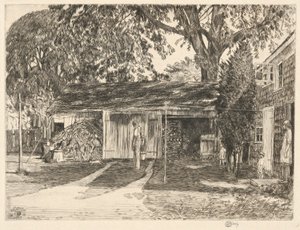 古いウッドシェッド、イーストハンプトン、1929年 作： Childe Hassam