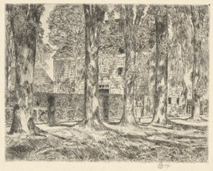 村のエルム、1923年 作： Childe Hassam