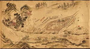 東シベリアのロシア軍収容所の地図、1689～1722 年 作： Chinese Master