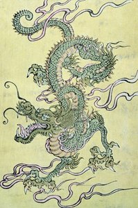 チャイニーズドラゴン（色の木版画）