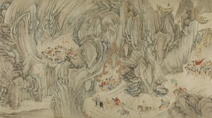 天山の狩猟、明後期清朝 作： Chinese School