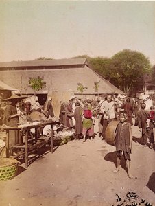 トンキンの市場、1899〜1900年頃（カラー写真） 作： Chinese School