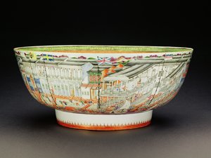 カンロン、カンロング時代の紅葉の場面が描かれたマンダリンパレットで装飾されたボウル、1770年頃（磁器）（205912を参照）
