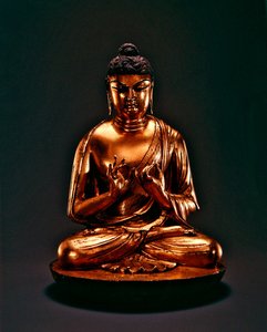 大日如来（ダリ）、唐王朝（618-907）、8世紀初頭（金色の青銅） 作： Chinese School