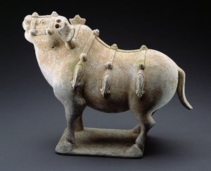ブル、戦国時代、紀元前1027-220年（陶器） 作： Chinese School
