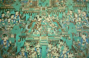 ダンシング・レディ、唐時代、618-907（壁画） 作： Chinese School