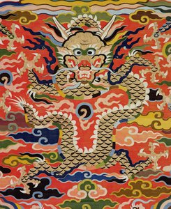 5ドラゴンのコッス、ワンリ時代、1573-1619（シルク）を描いた生地の詳細（206710を参照）