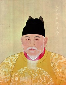 チューユアンチャン皇帝（1328-98年）明朝の創設者（紙にペン、インク、不透明の水彩画） 作： Chinese School