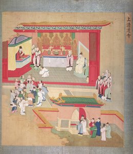 皇帝ホイ・ツング（r.1100-26）は、中国皇帝の歴史からの僧侶、タオ・シーとの修行（絹の色）