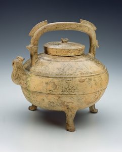 艶をかけられた陶器のやかん、戦国時代、1027-220BC（セラミック） 作： Chinese School