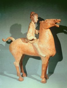西安、陝西省、西洋出身の騎士（塗装済みテラコッタ） 作： Chinese School