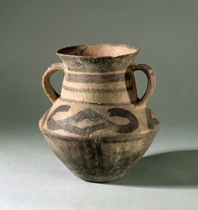ジャー、甘粛省出身、紀元前1300-700年頃（粘土） 作： Chinese School