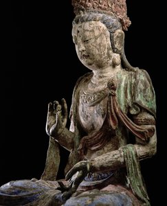 挙手した座禅大、仁王朝（1115-1234）（木と顔料）（詳細）（206546を参照） 作： Chinese School