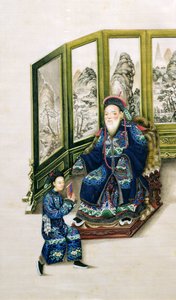 使用人の読書と座っている老人 作： Chinese School