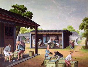 お茶を箱に詰める 作： Chinese School