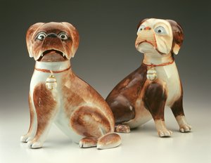 パグ犬（磁器）のペア