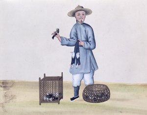 鳩の売り手、北京の街路呼びに関する本、c.1785（紙とトイレとガッシュ） 作： Chinese School
