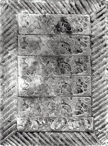 刻印された葬式のレンガ、ハン王朝（206 BC-AD 220）（テラコッタ） 作： Chinese School Chinese School