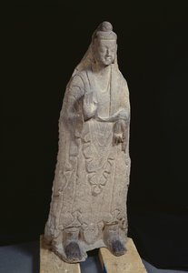 北魏時代の釈迦牟尼仏像、386-534年（石灰岩）