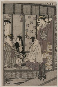 シリーズ「優雅なモダンドレスの源氏物語」のモーニンググローリーc。 1790年。 作： Chobunsai Eishi