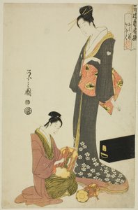 御花とおふく 「歓楽街の芸人選」より 作： Chobunsai Eishi