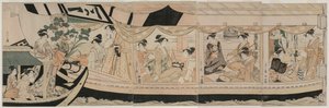 遊覧船川一丸でパーティー 作： Chobunsai Eishi
