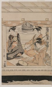 遊覧船川一丸でパーティー 作： Chobunsai Eishi