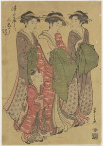 ツアタヤハウスの3つの遊女、1787-1798 作： Chobunsai Eishi
