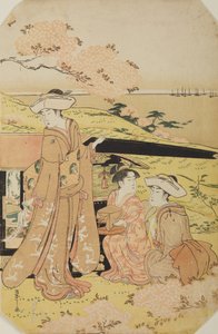 駕籠のそばの三人の女性 作： 長文祭栄司