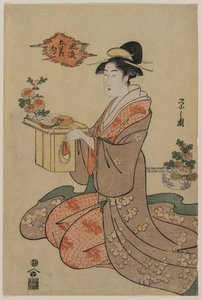 菊花盃を持つ女（風流五節句より） 作： Chobunsai Eishi
