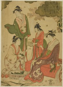 桜を見る女性 作： Chobunsai Eishi