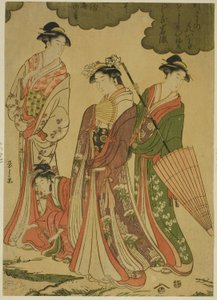 桜を見る女性 作： Chobunsai Eishi