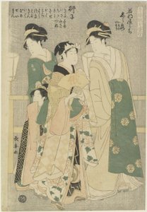 Three Courtesans of Wakafune-ya House: Shiratsuyu, Isono and Isoji, c. 1794 作： Choki Eishusai