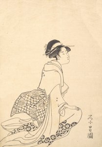 ひざまずく女性。 作： Chokosai Eisho