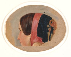 肖像画, の, 若い 女の子, ∥で∥, 接吻, プロフィール, 向きを変える, へ, 左に