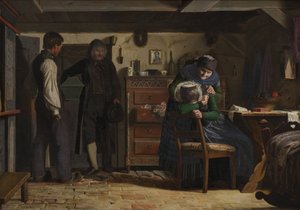 死んだ子供の棺を運ぶ村の大工 作： Christen Dalsgaard