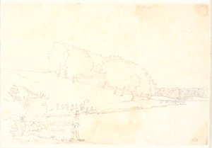 湖のある丘陵の風景 作： Christen Købke