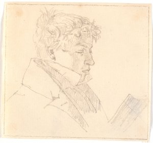 カール・アドルフ・ケブケ牧師（1804-1840）、芸術家の長兄である青年を読む？ 作： Christen Købke